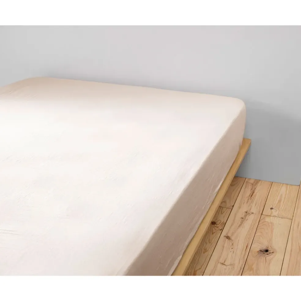 Drap housse en gaze de coton unie pampa 160x200cm - Gaia