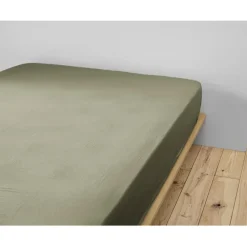 Drap housse romarin en gaze de coton 160x200cm - Gaia