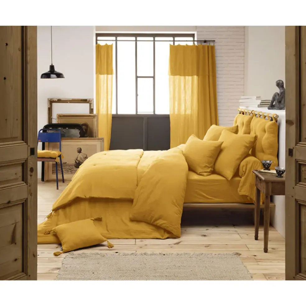 Edredon safran en gaze de coton 150x150cm - Gaia