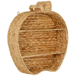 Etagere murale 2 niveaux en jacynthe d'eau et fer naturel h59cm - Pomme
