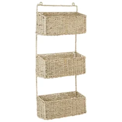 Etagere murale 3 paniers recif naturel en jonc de mer