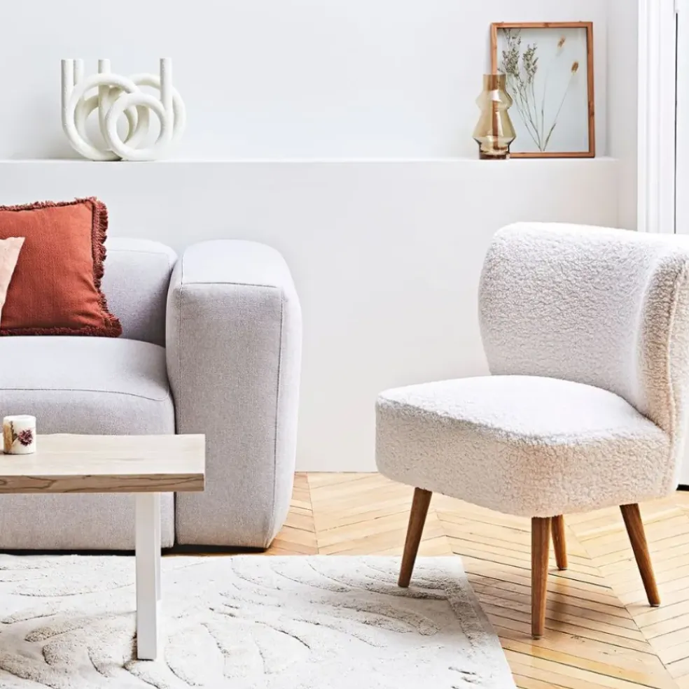 Fauteuil bouclette blanc crème - Elément