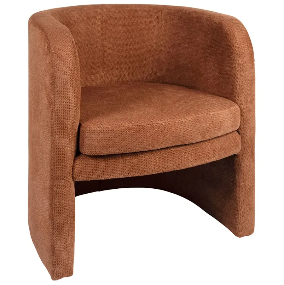 Fauteuil club en tissu terracotta - Tessia