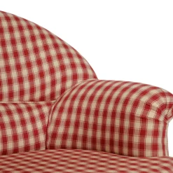 Fauteuil crapaud en coton vichy rouge et pin - Margot