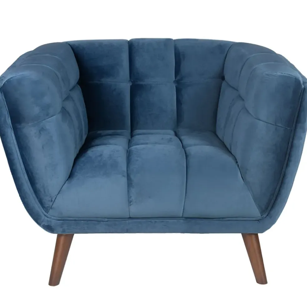 Fauteuil de salon en tissu gris bleu - Beryl