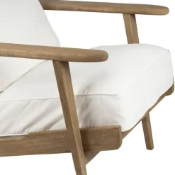 Fauteuil en coton blanc et chêne - Laureli