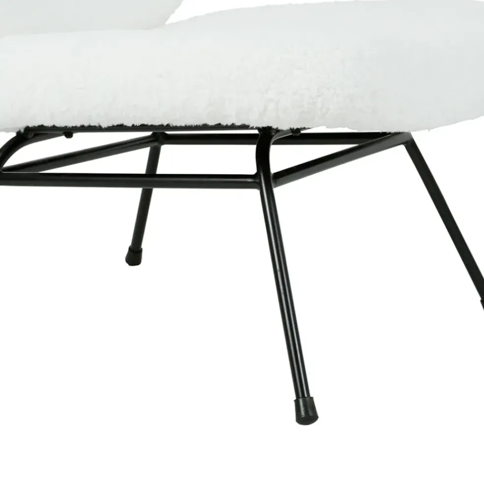 Fauteuil en tissu bouclette blanc et fer noir - Ethior