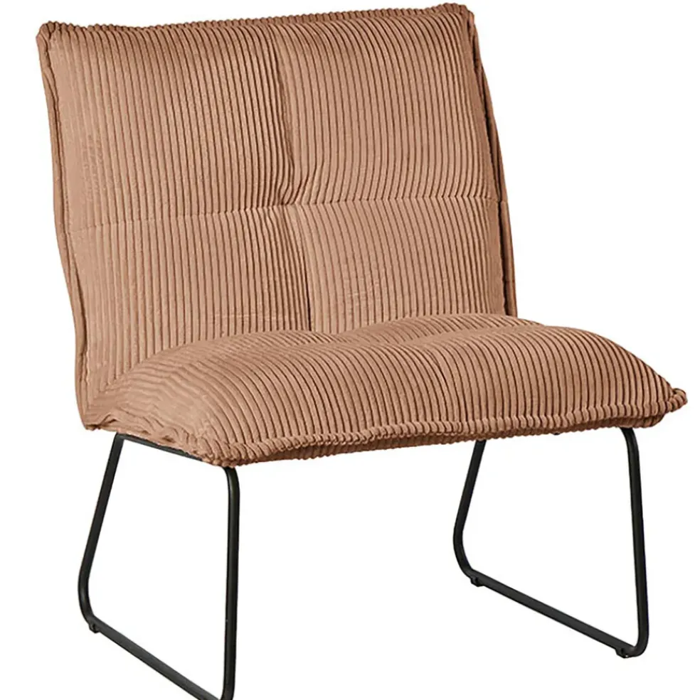 Fauteuil en tissu velours côtelé camel - Calvin