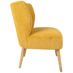 Fauteuil en velours côtelé moutarde - Eleonor