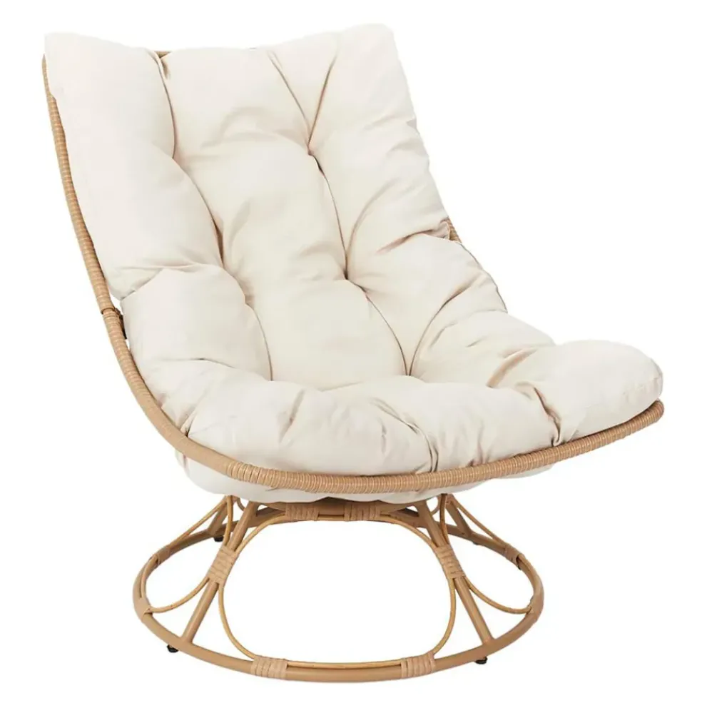 Fauteuil extérieur en métal beige - Petra