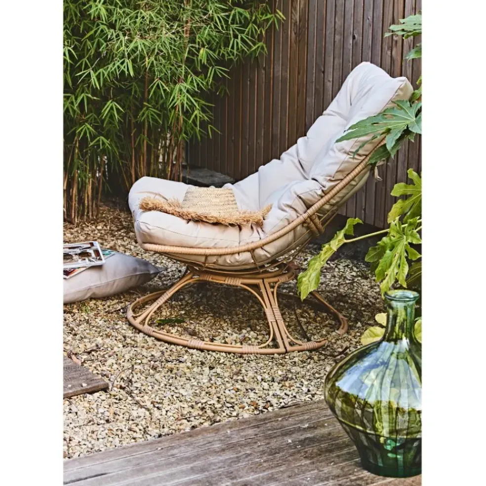 Fauteuil extérieur en métal beige - Petra