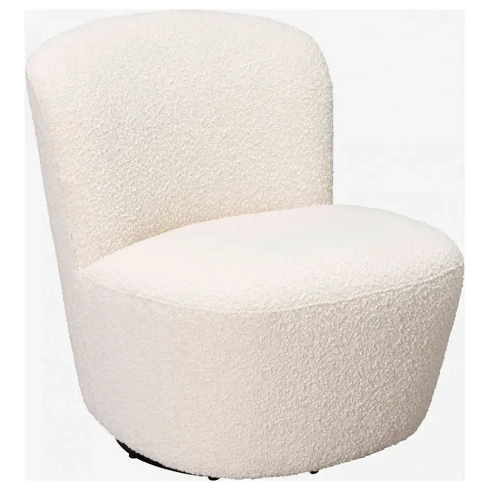 Fauteuil pivotant en bouclette blanc - Pauline