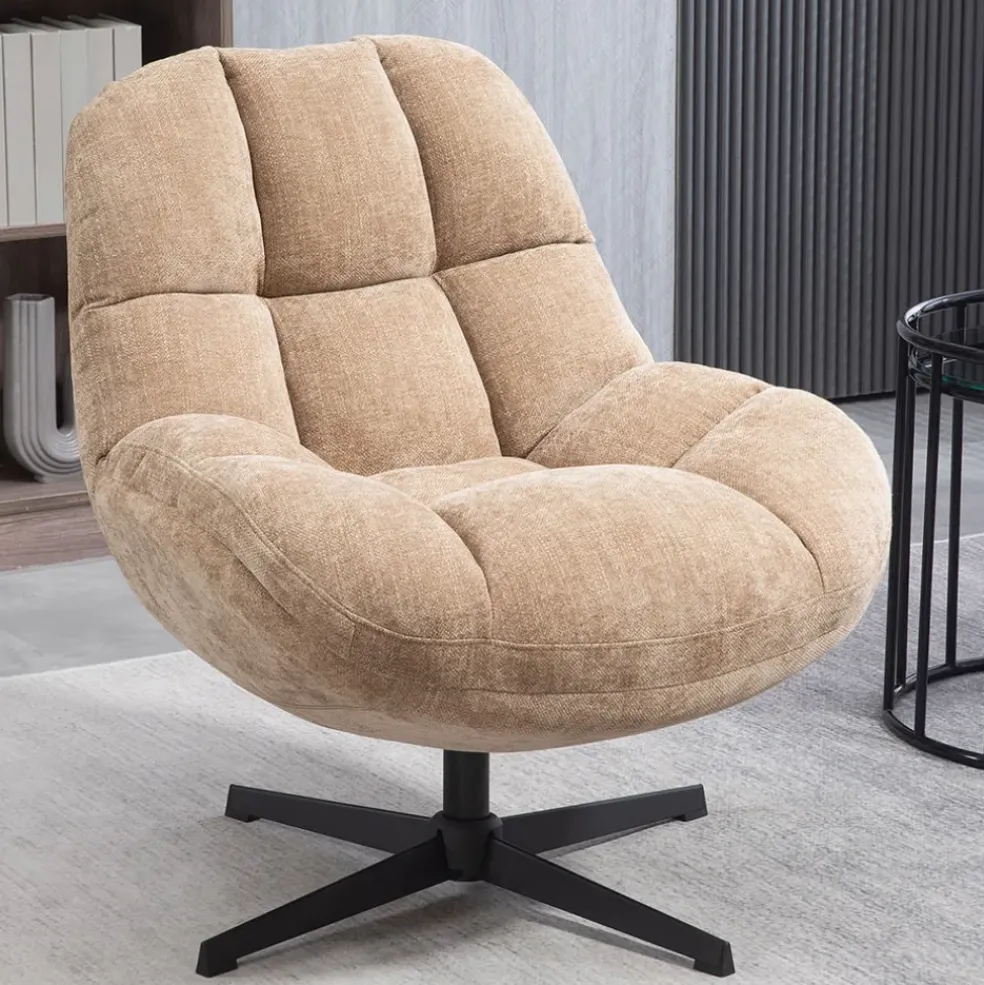 Fauteuil pivotant en tissu sable - Molto