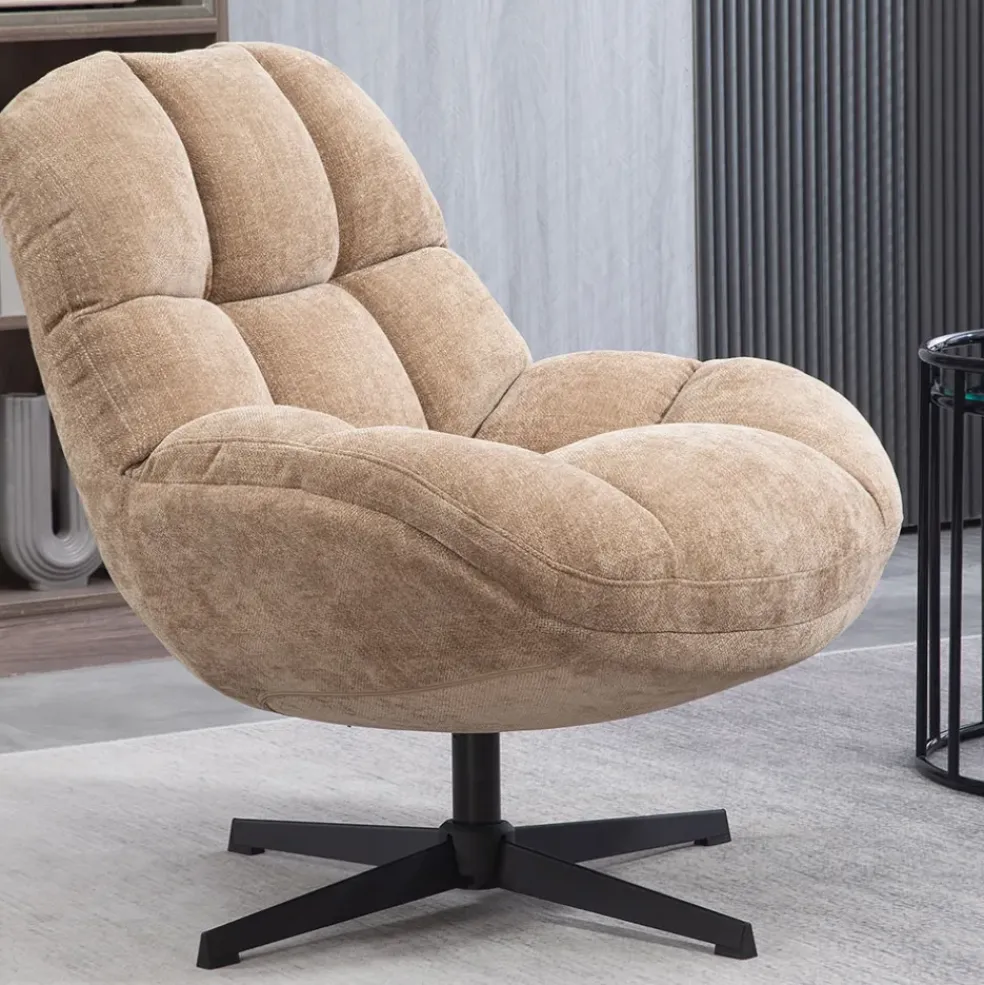 Fauteuil pivotant en tissu sable - Molto
