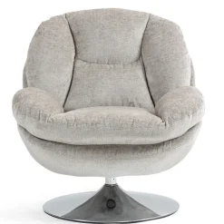 Fauteuil pivotant en velours taupe - Topi