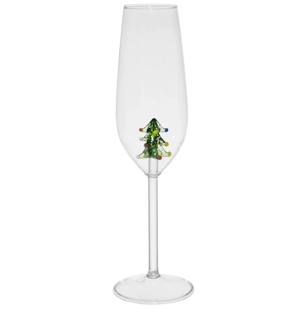 Flute sapin en verre borosilicate vert 25cl - Noel