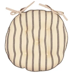 Galette chaise ronde en coton noir d40cm - Campagne