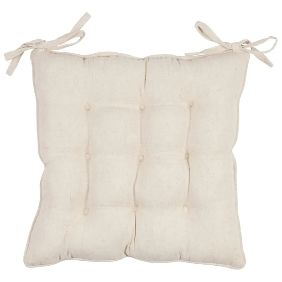 Galette de chaise en coton beige 40x40cm - Lucile
