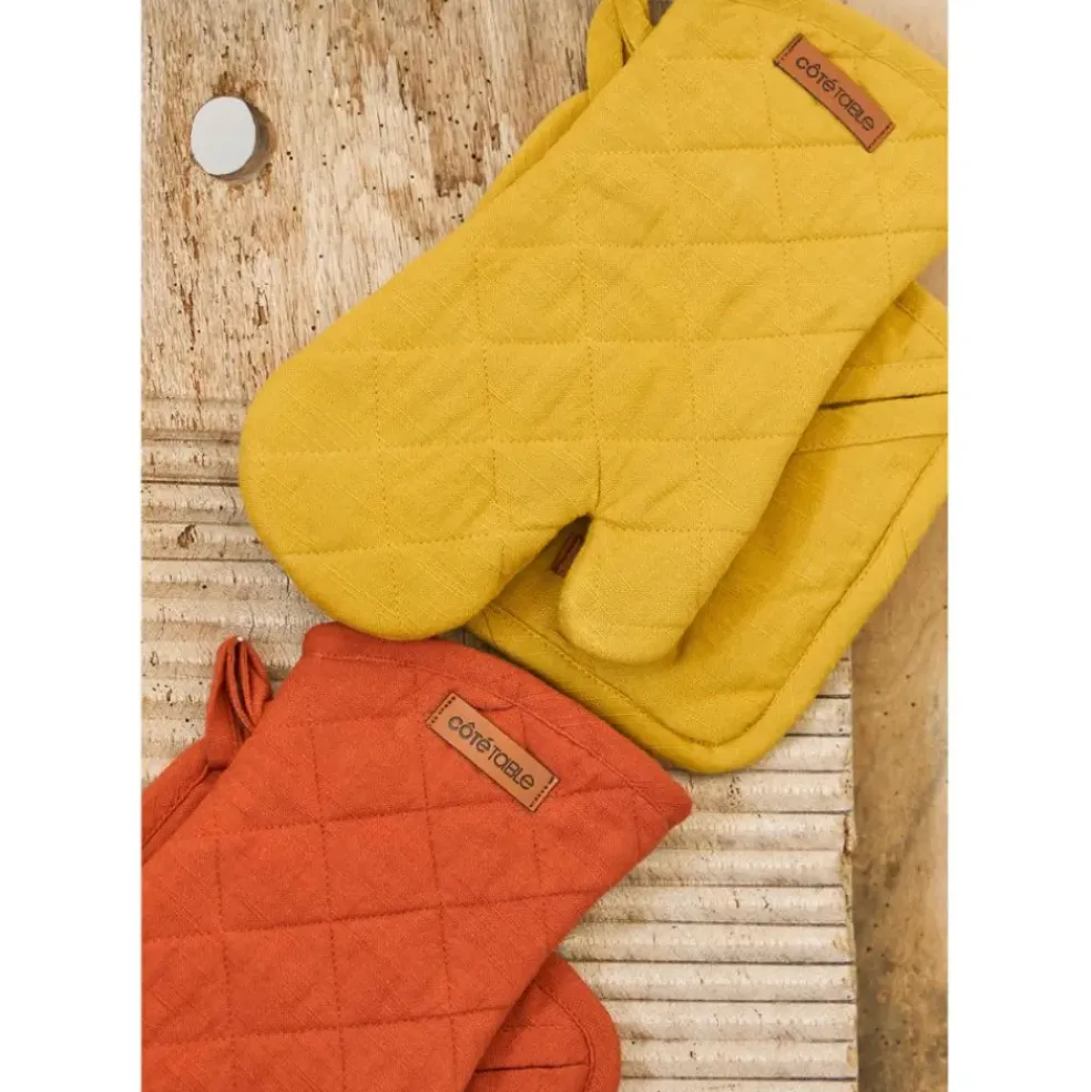 Gant et manique en coton brique - Cellier