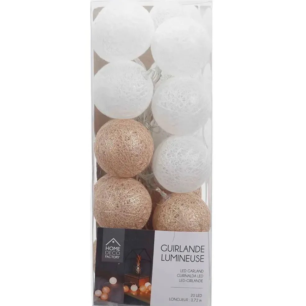 Guirlande boule blanc et or 20 leds