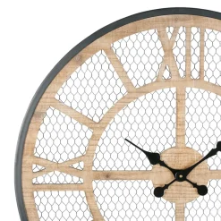 Horloge murale naturel et fer noir D72cm - Atelier