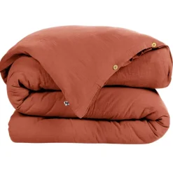 Housse de couette en gaze de coton terracotta 140x200cm - Gaia