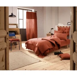 Housse de couette en gaze de coton terracotta 140x200cm - Gaia