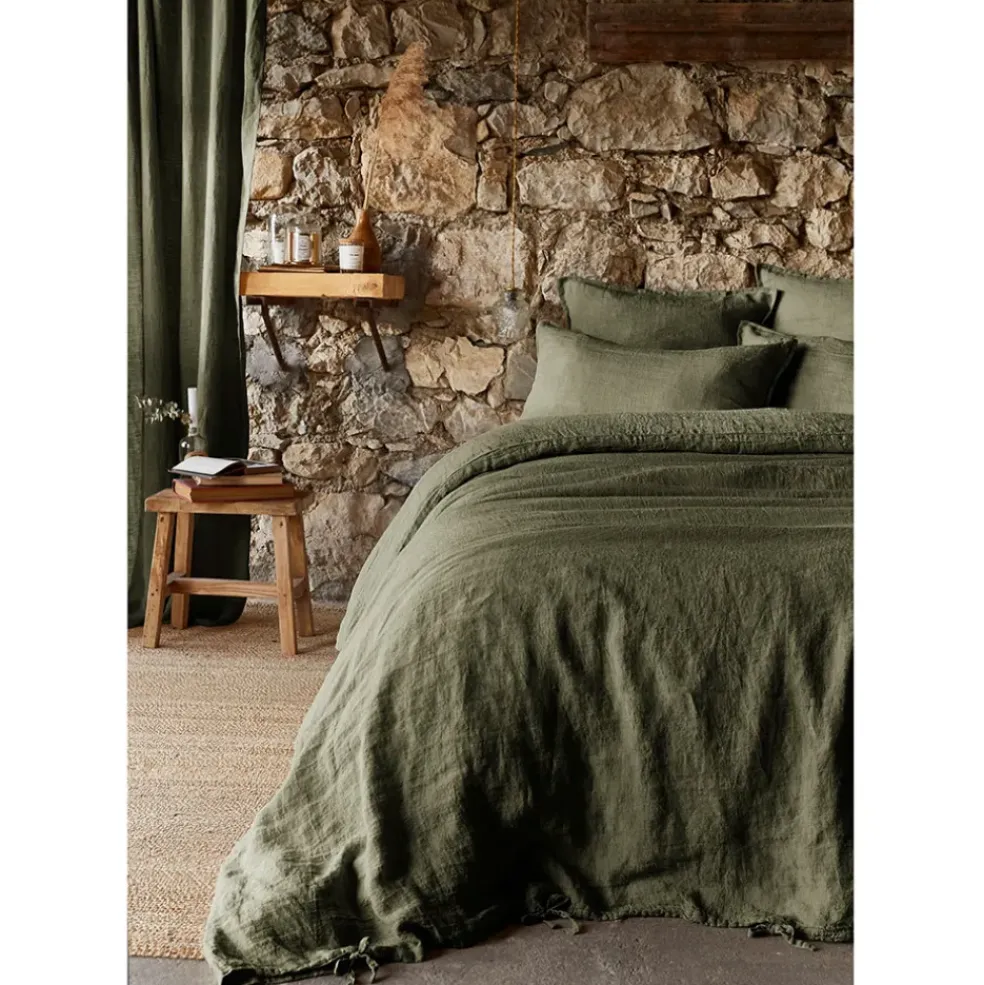Housse de couette en lin lavé thym 240x220cm - Soline