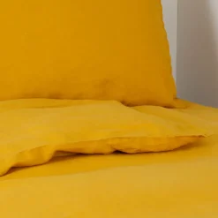 Housse de couette viti safran 240x220cm 100% lin lavé