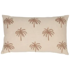 Housse de coussin brodée en coton écru 50x30cm - Nomadea
