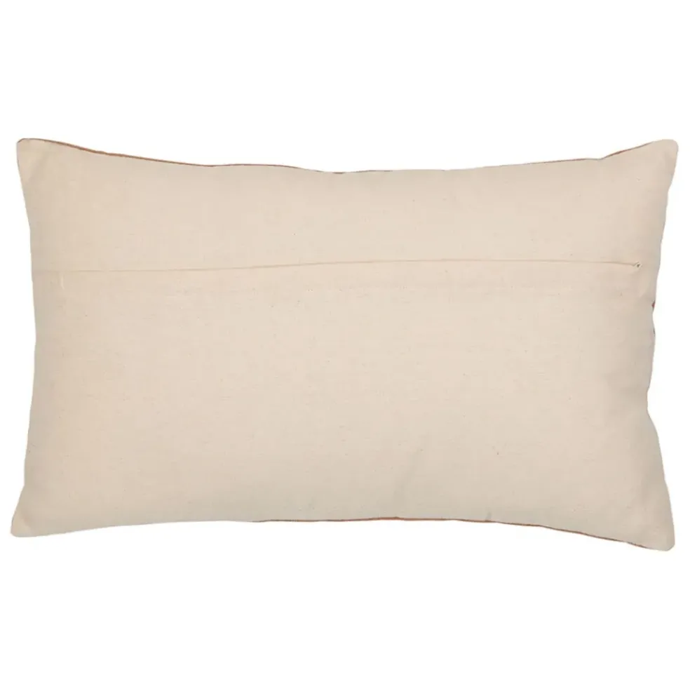 Housse de coussin brodée en coton terracotta 50x30cm - Nomadea