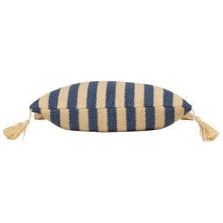 Housse de coussin d'extérieur en tissu rayé indigo et naturel 45x45cm - Medi