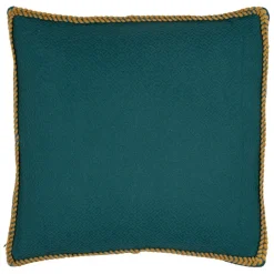 Housse de coussin en coton emeraude et moutarde 45x45cm - Seguia