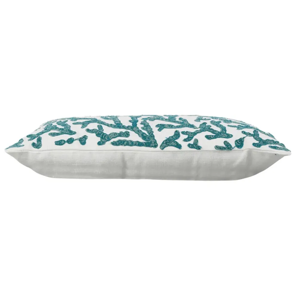 Housse de coussin en coton corail turquoise 50x30cm - Estran
