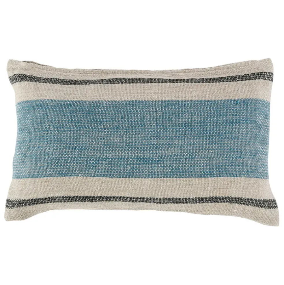 Housse de coussin en lin azur 50x30cm - Hemlin
