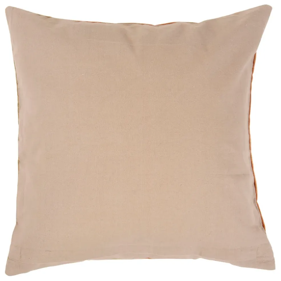 Housse de coussin en velours coton rayé écru et terracotta 45x45cm - Klosen