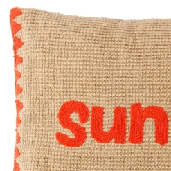 Housse de coussin sunshine en coton et jute naturel corail 50x30cm - Seguia