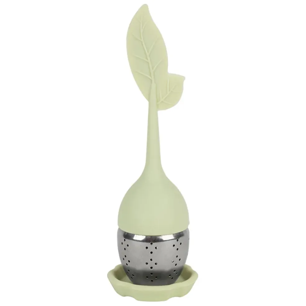 Infuseur thé en inox vert d'eau - Feuille