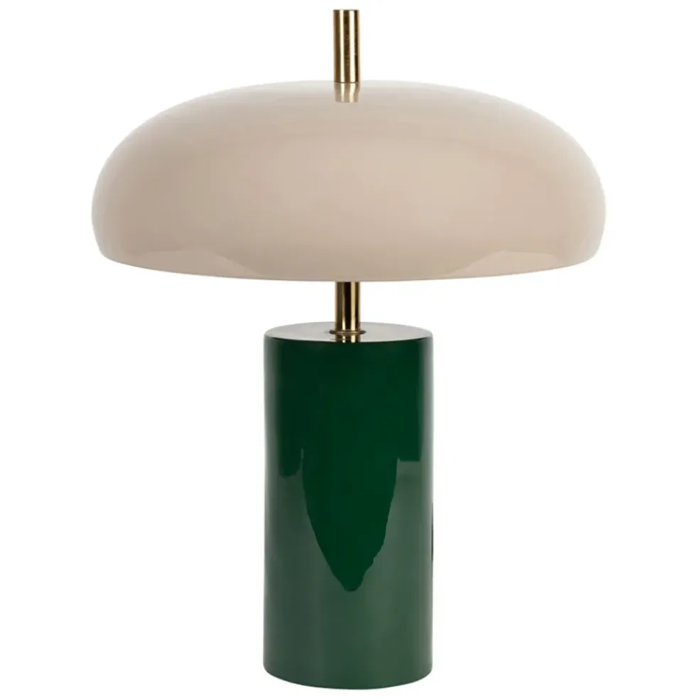 Lampe champignon en fer émeraude et écru h40cm - Arty
