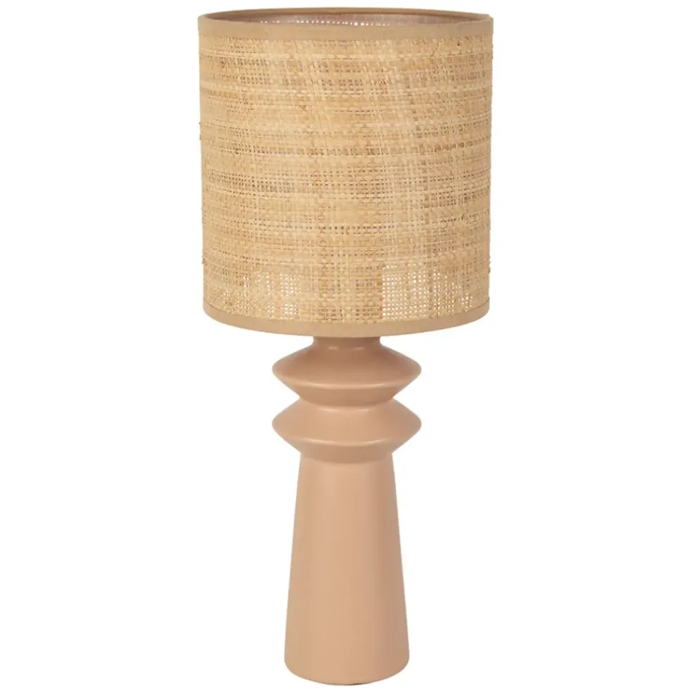 Lampe en céramique et papier naturel et nude h44cm - Opale