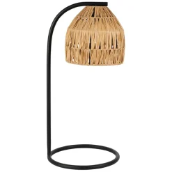 Lampe en raphia et fer naturel et noir h50cm - Tulum