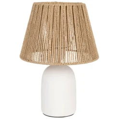 Lampe en terre cuite blanc mate et naturel h32cm - Nira