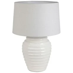 Lampe en terre cuite et lin blanc h59cm - Tahra
