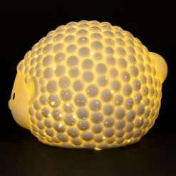 Lampe led hérisson en porcelaine blanc h12cm - Hérisson