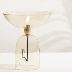Lampe ronde en verre h33.5cm ambre - champart