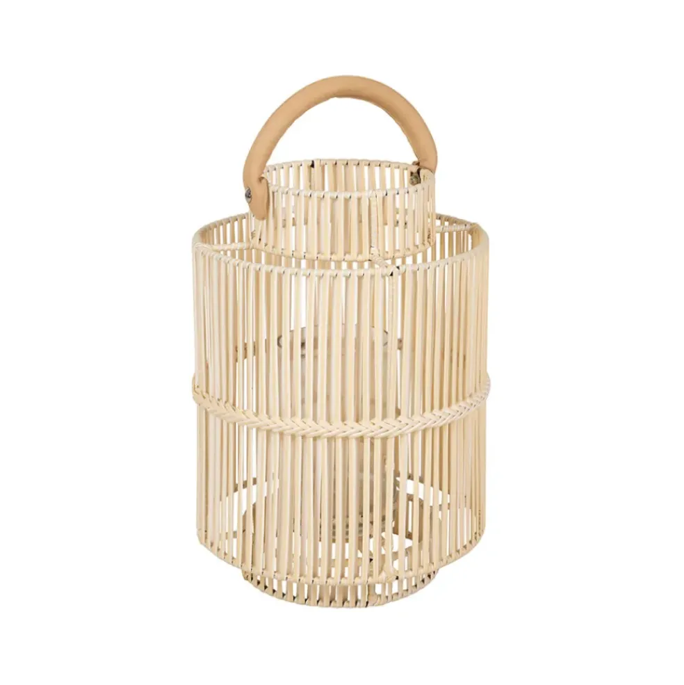 Lanterne en fer et osier blanc h45cm - Pasil