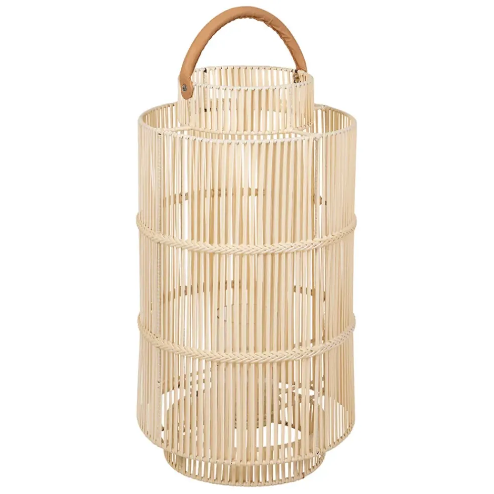 Lanterne en fer et osier blanc h75cm - Pasil