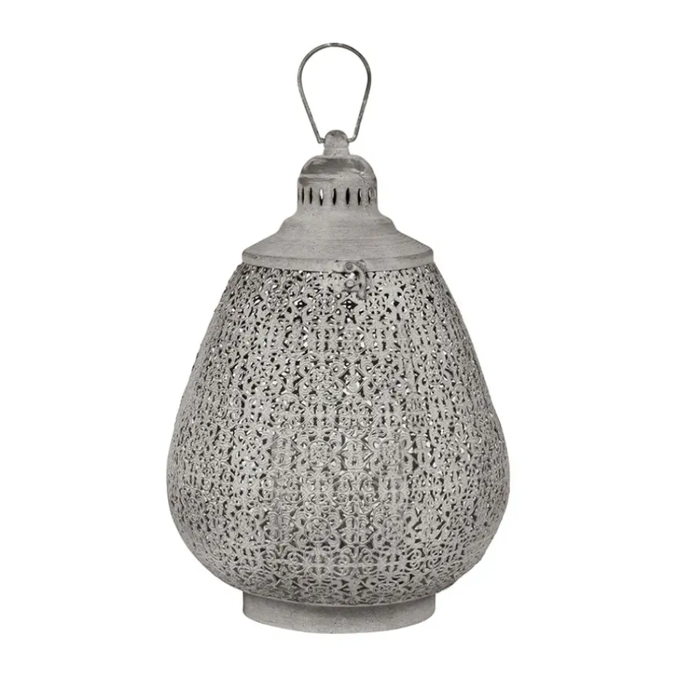 Lanterne orient grise en fer et verre