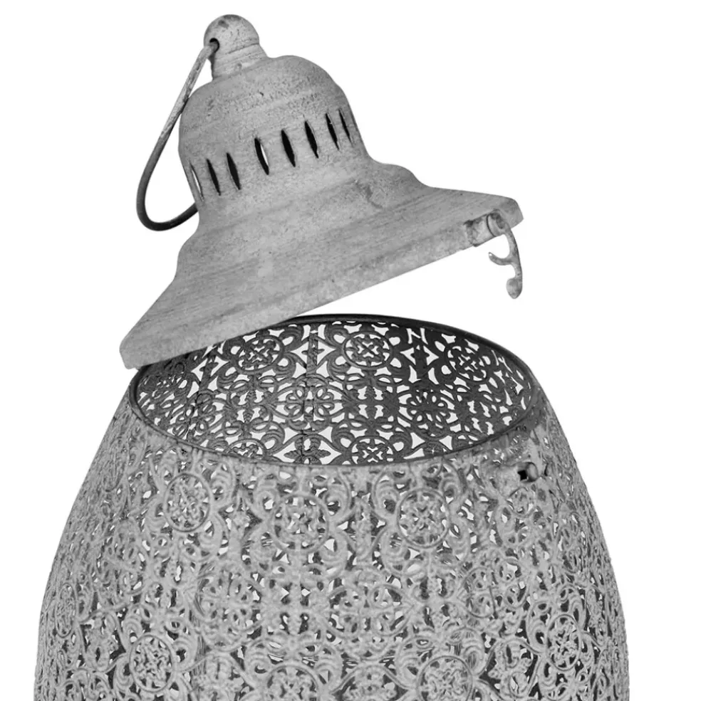 Lanterne orient grise en fer et verre