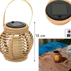 Lanterne solaire effet bougie naturel h15cm